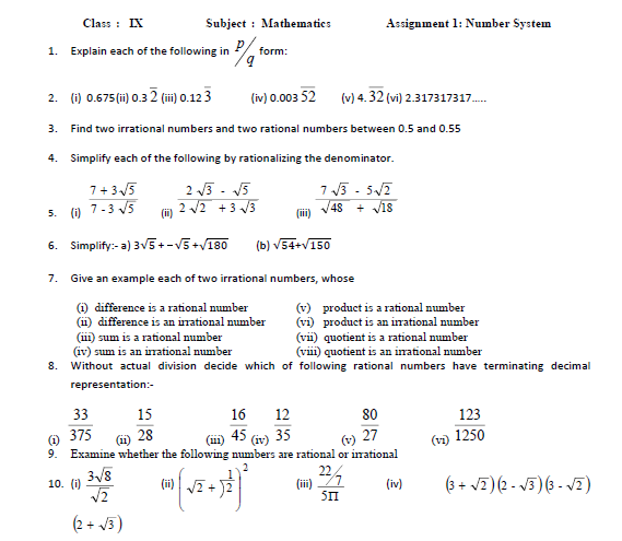 cbse-class-9-mathematics-number-system-worksheet-set-a